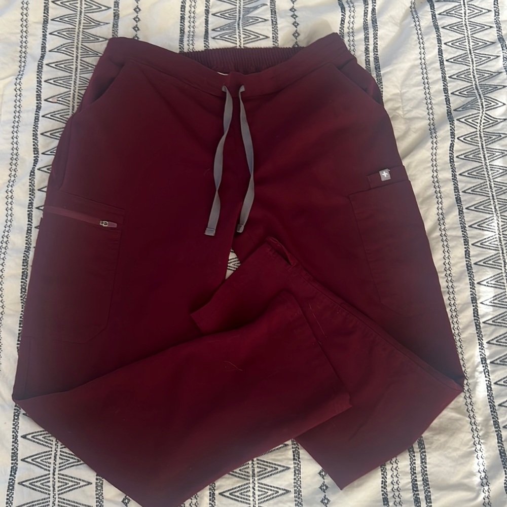 Figs Maroon Straight Leg Pants